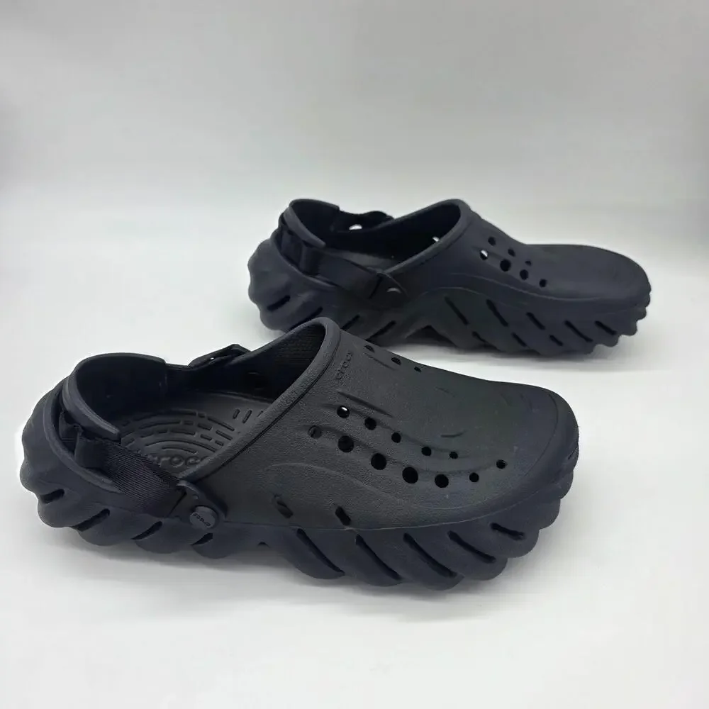 Crocs Sandals Mens Size 8 Black Slip On Clog Comfort Rubber Shoes Heel Strap